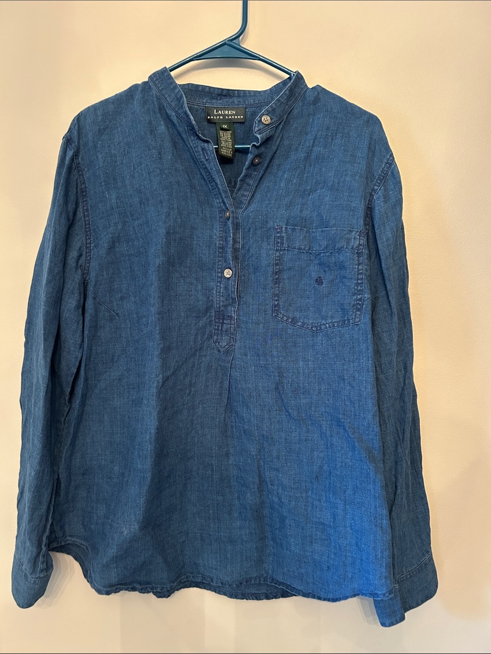 Lauren Ralph Lauren Blue Denim Henley Tunic